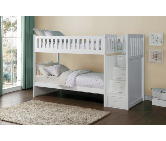 Lisa Single/Single Step Bunkbed White